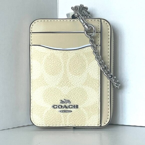 Coach Zip Card Case CW883 ID Wallet Yellow Signature Canvas Chain Strap ORGPKG - Picture 7 of 7